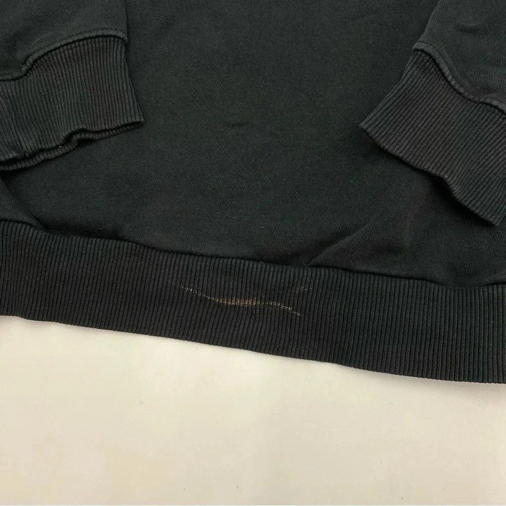 Adidas Tre-Foil Hoodie Men’s M Black Sweatshirt Spell Out Big Logo Pullover READ